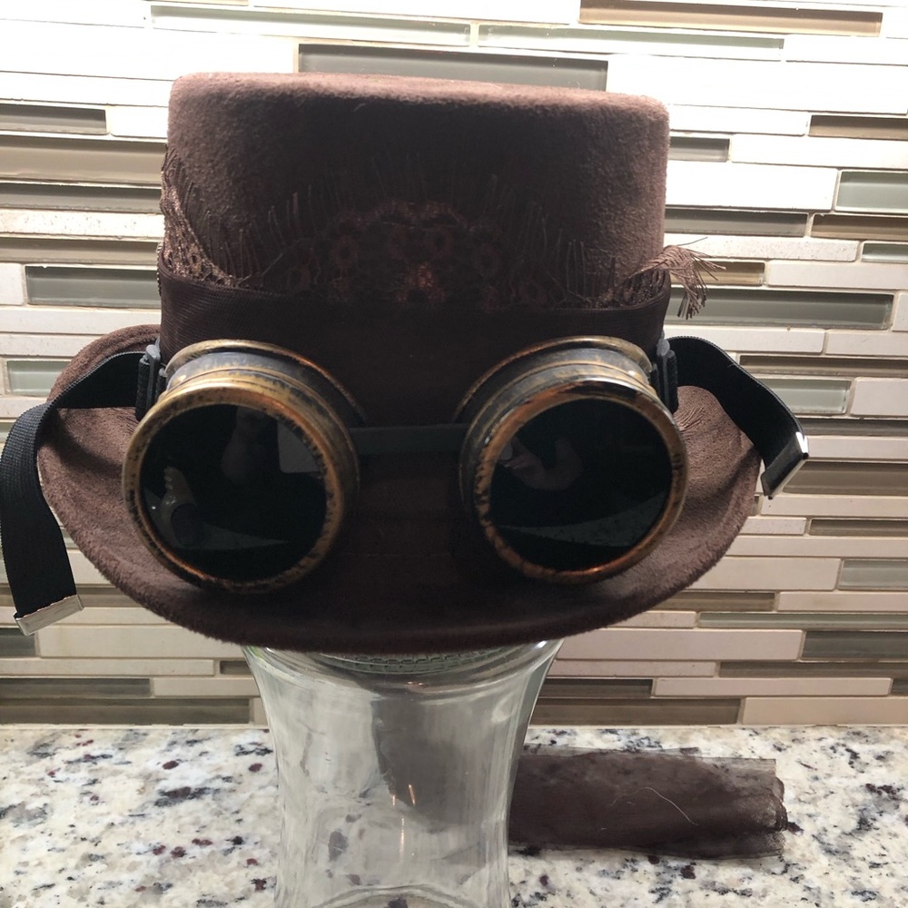 Unisex Brown Steampunk Top Hat One Sits Fits Most Halloween Theater Ren Faire